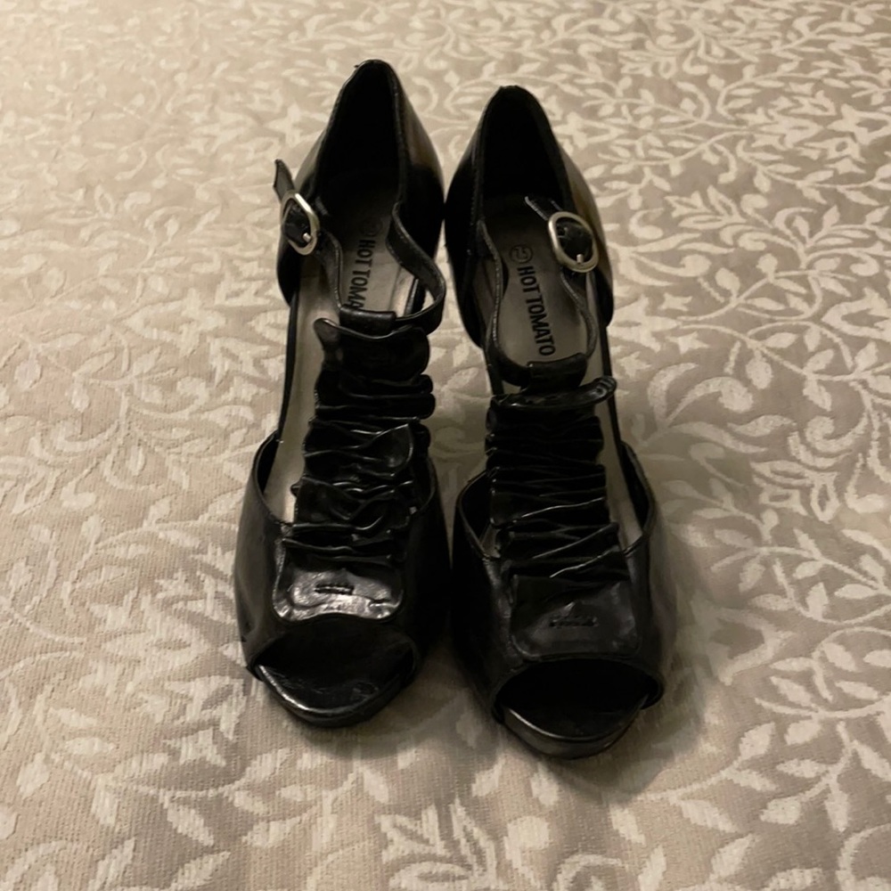 High heel black shoes